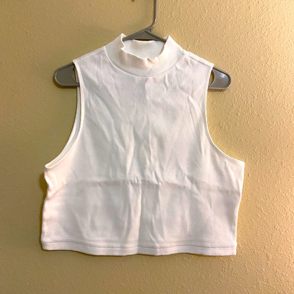 Everlane Ribbed Mock Neck Tank- White